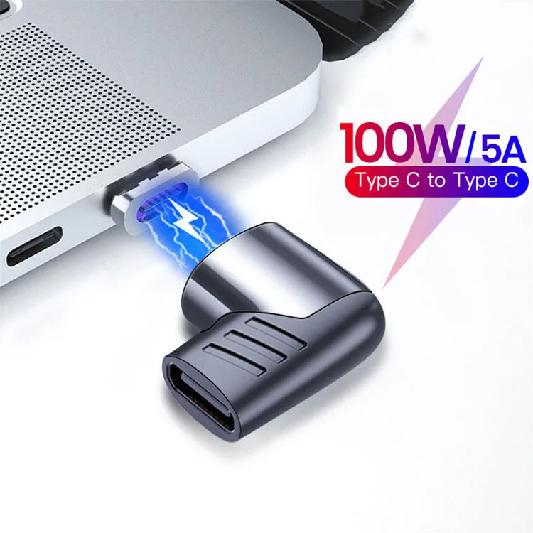 100W USB C To Type C Magnetic Adapter for Macbook Fast Charge Usb Type C Magnet Converter Magnetic Cable Right Angle Connector