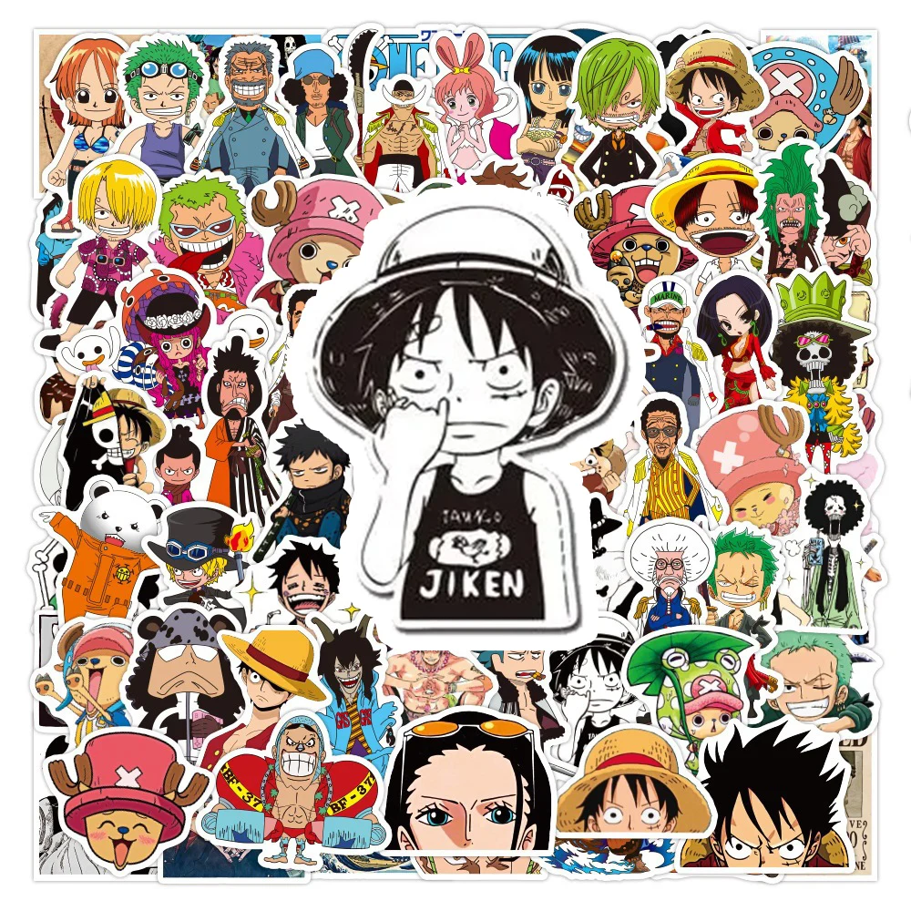 10/50Pcs Cartoon Luffy One Piece Anime Stickers Laptop Graffiti Luggage Phone Fridge Skateboard Manga Stickers Decal Toy Gift