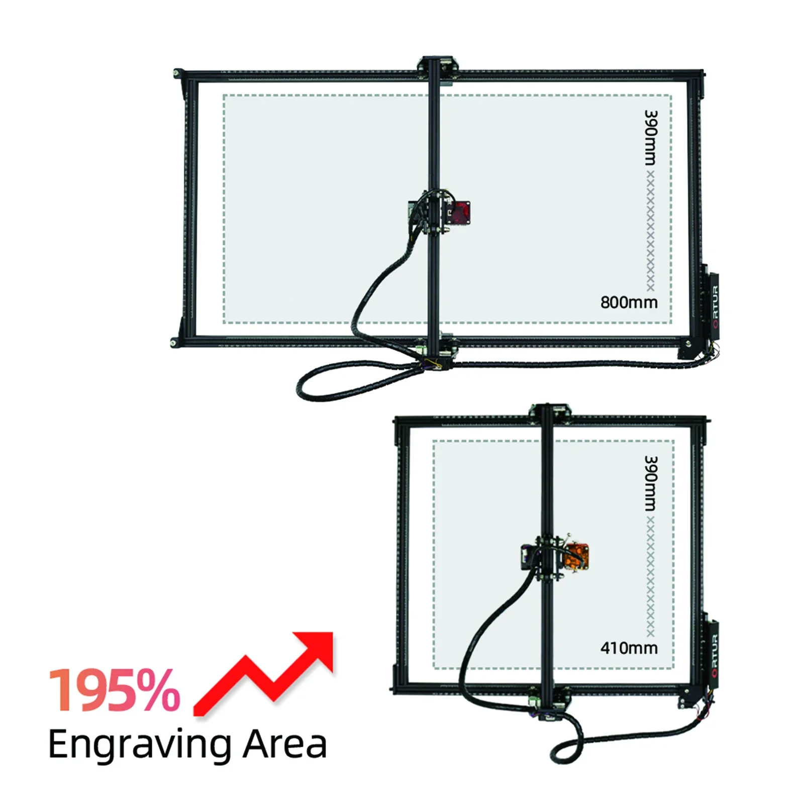 For ORTUR Laser Master 2 S2 Laser Engraver Y-axis Extension Kit Engraving Machine Working Area Expanded to 390mm*800mm Cutting