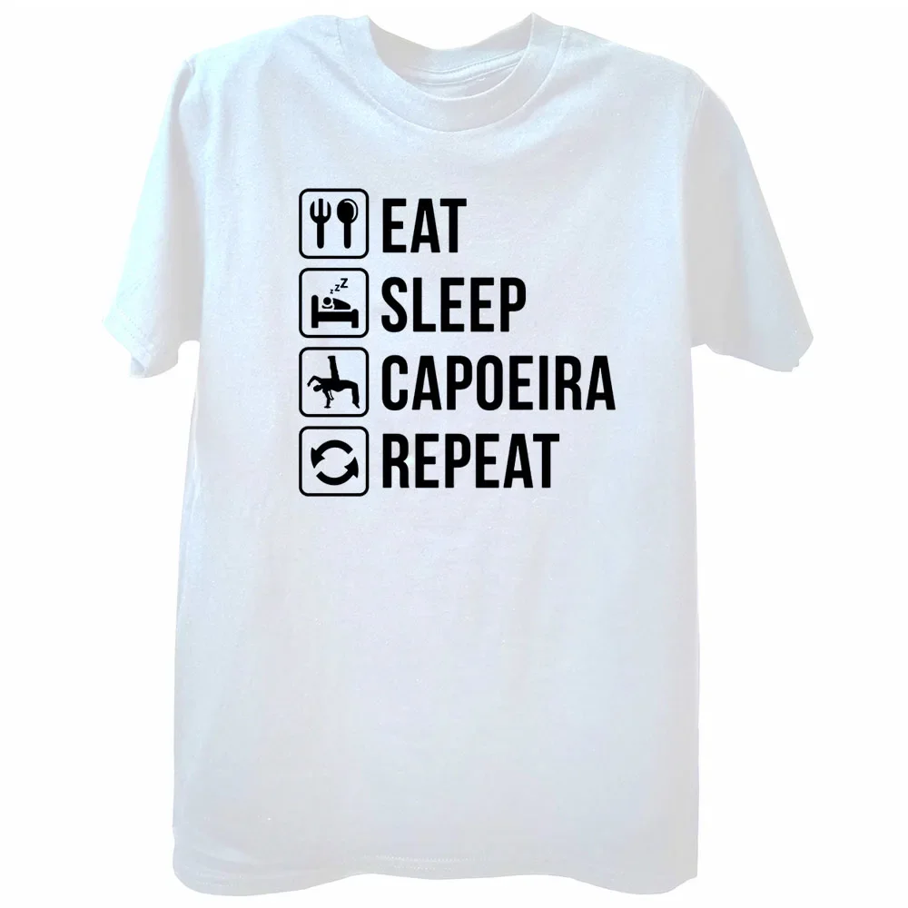 Men's Casual Funny Eat Sleep Capoeira Repeat T-Shirt Harajuku Graphic Streetwear Short Sleeve Tee