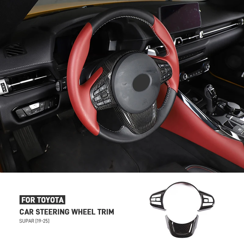 

For Toyota GR Supra A90 A91 MK5 2019-2025 Real Dry Carbon Fiber Car Steering Wheel Panel Frame Cover Trim Sticker Accessories