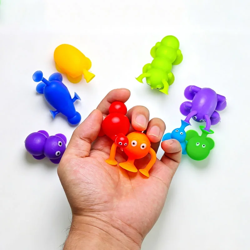 9PCS Animal Suction Cup Toy Silicone Sensory Fidget Party Favors Airplane Car Window Travel Road Trip Fun For Kids Boys Girls