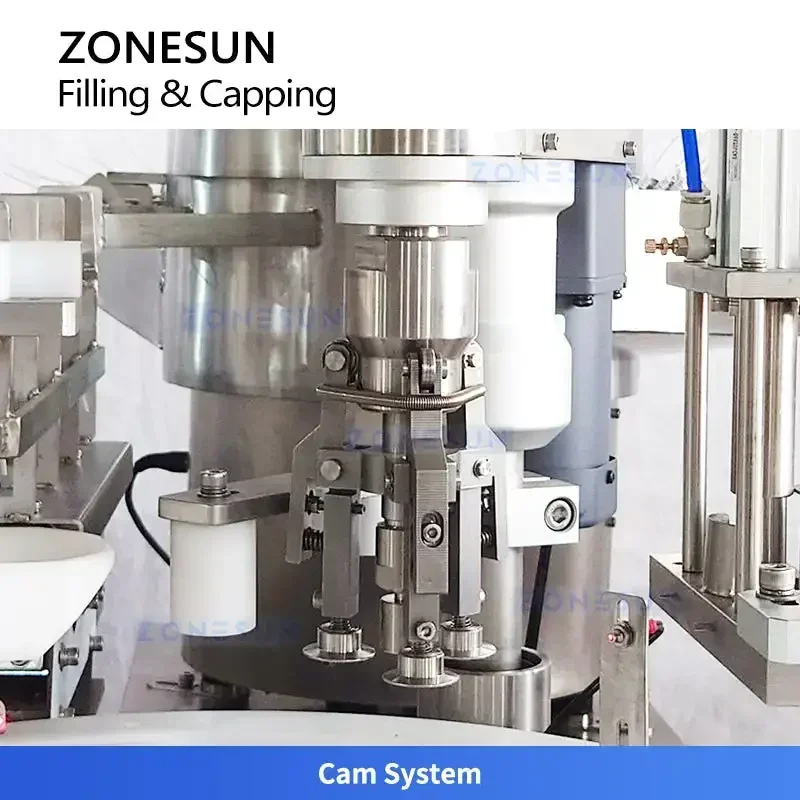ZONESUN Monoblocco Automatico Profumo Corpo Nebbia Spray Bottiglia di Riempimento Tappatrice ZS-AFC46 Pompa a Pistone Servo 30-40 BPM