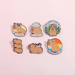 Capybara Hippo Series Enamel Pin Cute Hippopotamus Brooches Accessories Lapel Metal Badge Cartoon Jewelry Gift for Kids Friends