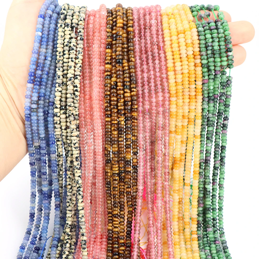 Natural Stone Rondelle Beads Agates Turquoises Jaspers Healing Crystal Spacer Gem Bead For Accessories Jewelry Making Gift 4x2mm