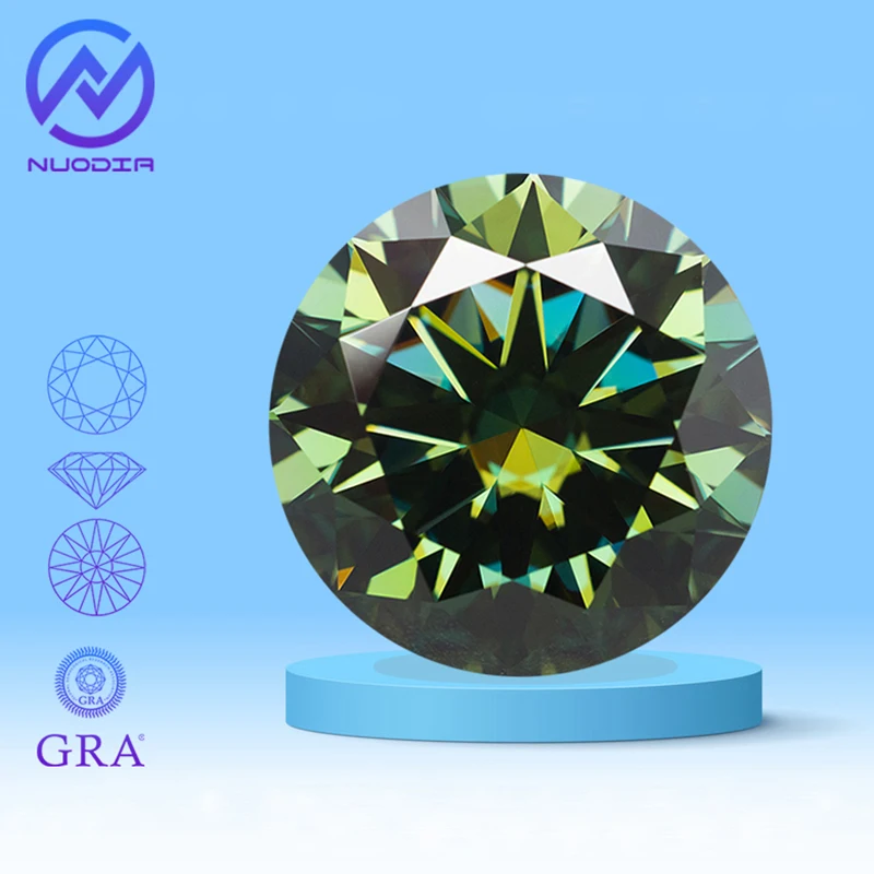 

Moissanite Stone Round Natural Green Color 0.5-12.0ct VVS1 Positive Pass Diamond Tester with GRA Certificate