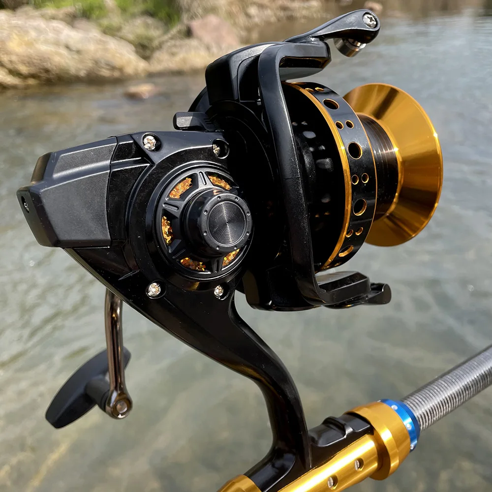 Far Throw Fishing Reel Spinning Metal Spool 20-30kg Max Drag 9000-12000 Series Sea Fishing Carp Spinning Wheel Saltwater Reel