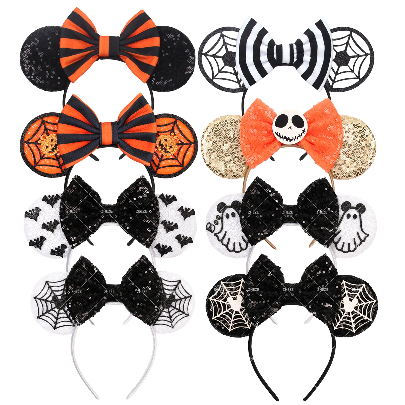 1 Stück Halloween Niedlicher Mausohren-Haarreif Funkelnde Schleife Mädchen Festival Dekoration Party Event Accessoire Geschenk Eltern-Kind Haaraccessoire