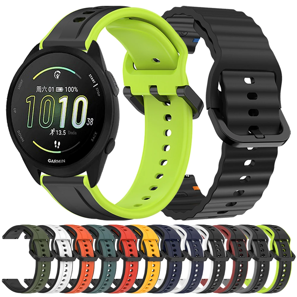 20 مللي متر 22 مللي متر سوار رياضي للغارمين Forerunner 165 265 570 حزام ل Garmin Venu Sq 2 3 Vivoactive 6 5 4 استبدال العصابات السيليكون