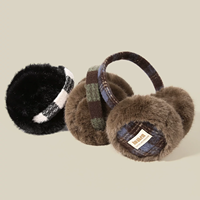 Winter Warm Fold Ear Muff Plaid Fur Thick Ear Protect Earmuffs for Women Fashionable Skiing Riding Earmuffs Lady