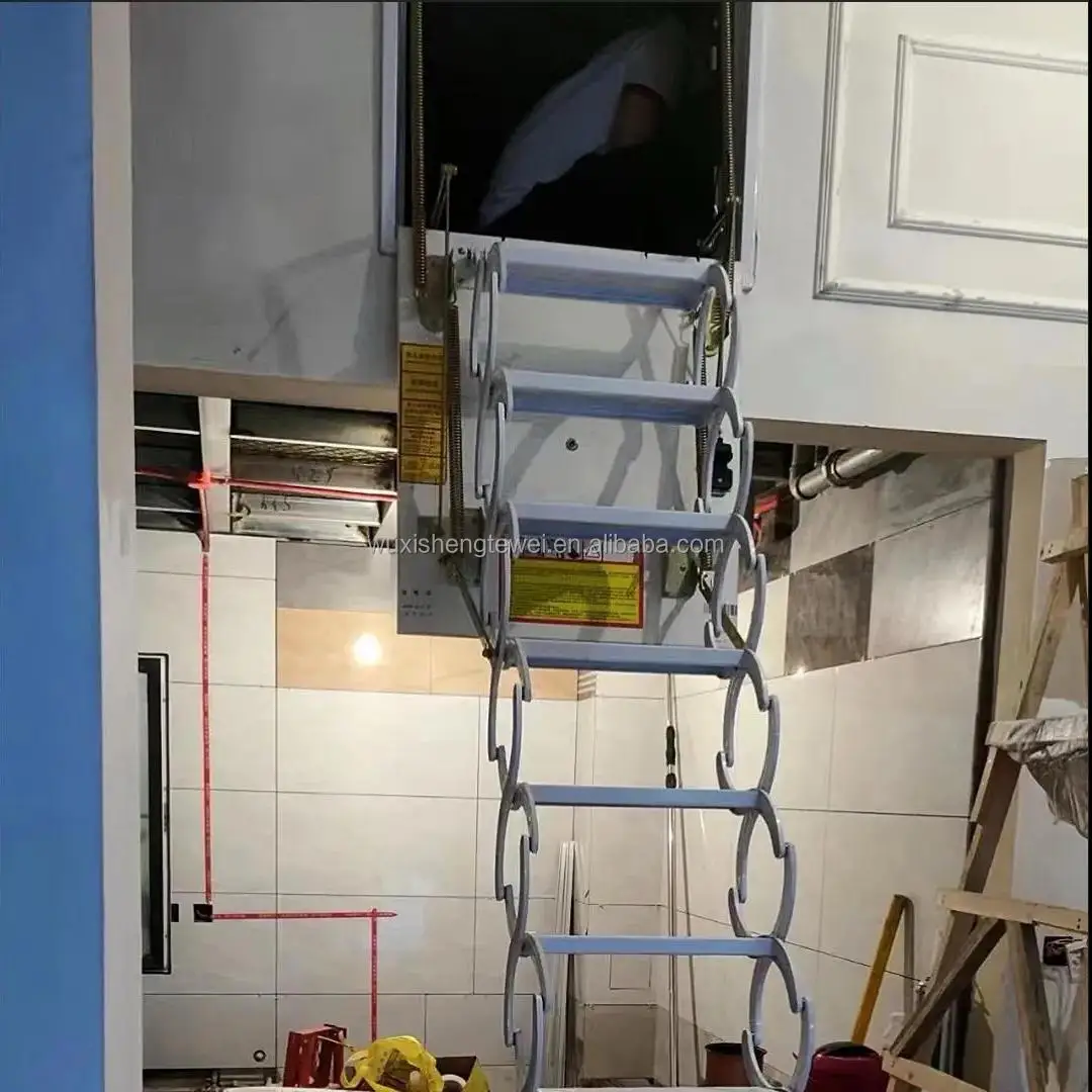 High Quality 2m 3m One Button Controlled Electric Loft Stairs Hidden Built-in Attic Ladder with Hatch Door