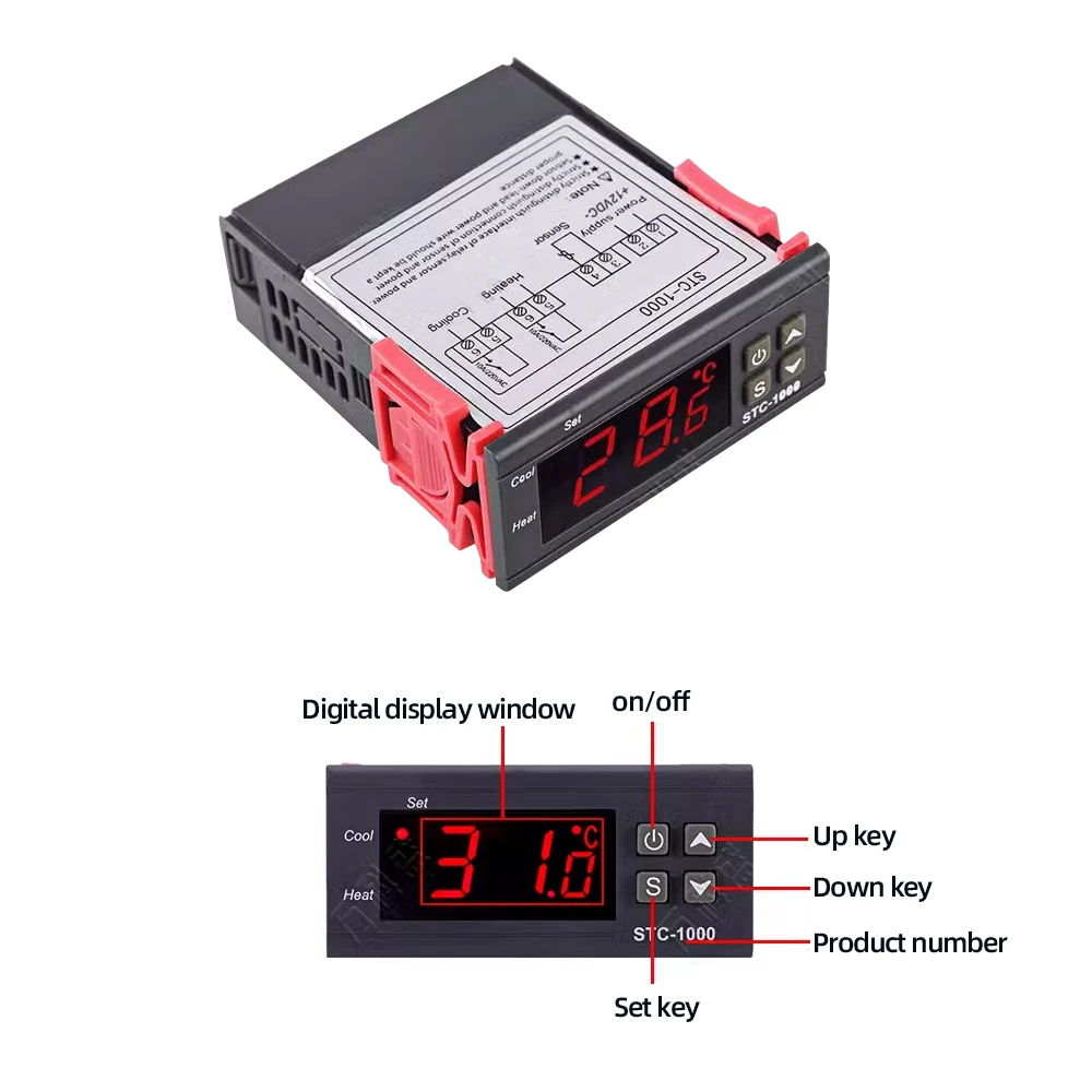 STC-1000 LED Digital Temperature Controller Thermostat for Incubator Refrigerator Thermoregulator Relay Heating Cooling 220V