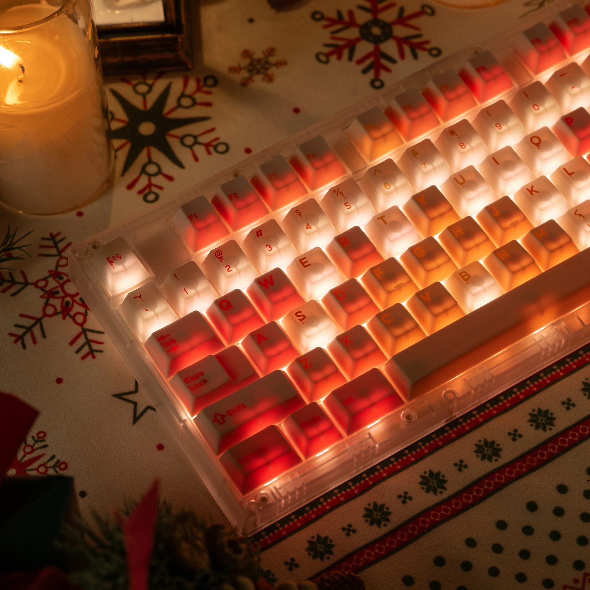 

Hififox x Domikey Candle Keycap Cherry Profile ABS Doubleshots Silk Screen Set для клавиатуры Rainy75 EZ60 EZ63 Made68 прозрачный