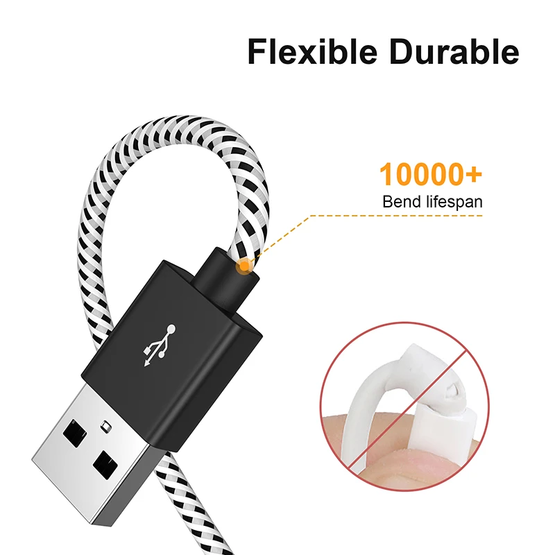 CableCreation Cable trenzado USB a micro USB Cable de sincronización de datos de carga rápida USB 2.0 de 4 pies Negro