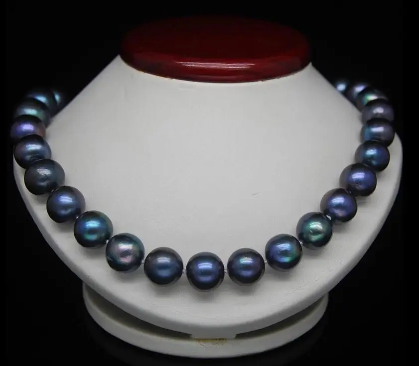 

REAL BEAUTIFUL 17''10-11MM TAHITIAN BLACK BLUE NATURAL PEARL NECKLACE ^^^@^Noble style Natural Fine je