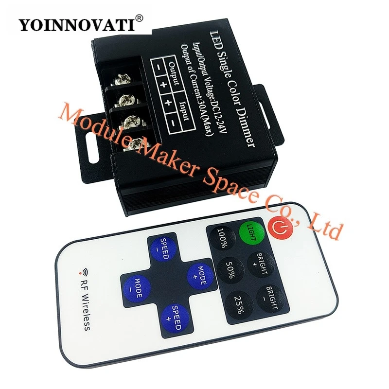 11 Keys RF Remote Controller Dimmer for Single Color LED Strip Adjustable Brightness, for Cabinet Lighting and Illuminated Signs