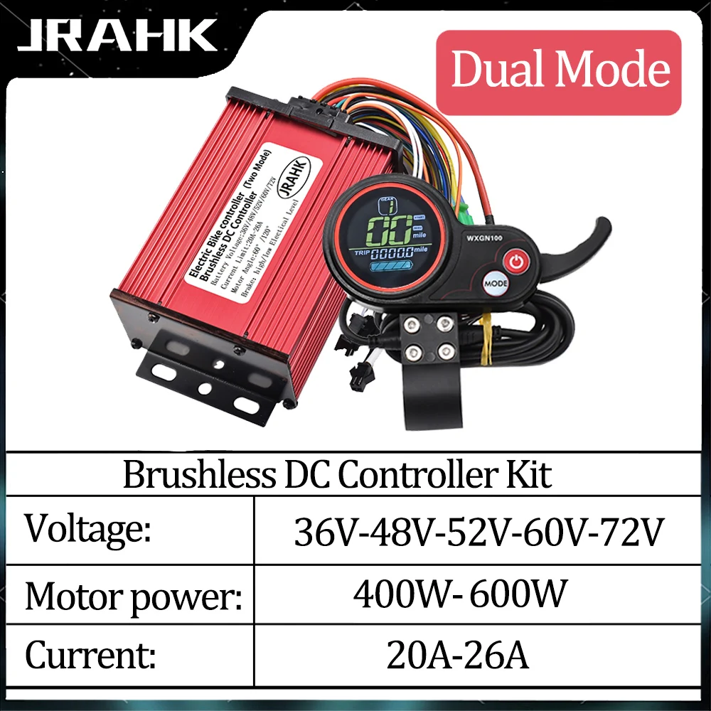 JRAHK Electric Bike Kit 72V 600w Controller 36V 500W Electric Scooter Controller 60V 1000W Controller 48V 26A Electric Moto