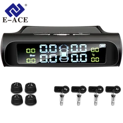 E-ACE K01 TPMS solar sensor intelligence Wireless Tire Pressure Monitoring System Auto Security Alarm Device With 4 sensors