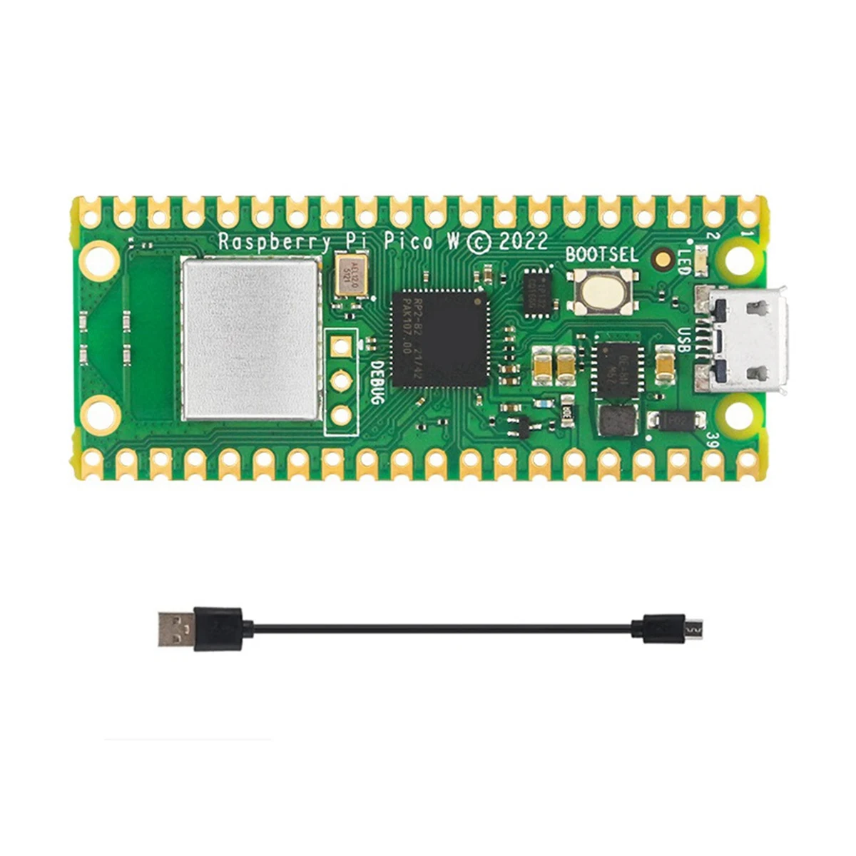 

New Pico W Development Board+Micro-USB Cable Kit for Raspberry Pi Pico W RP2040 Dual Core 2MByte Flash Wireless Wifi