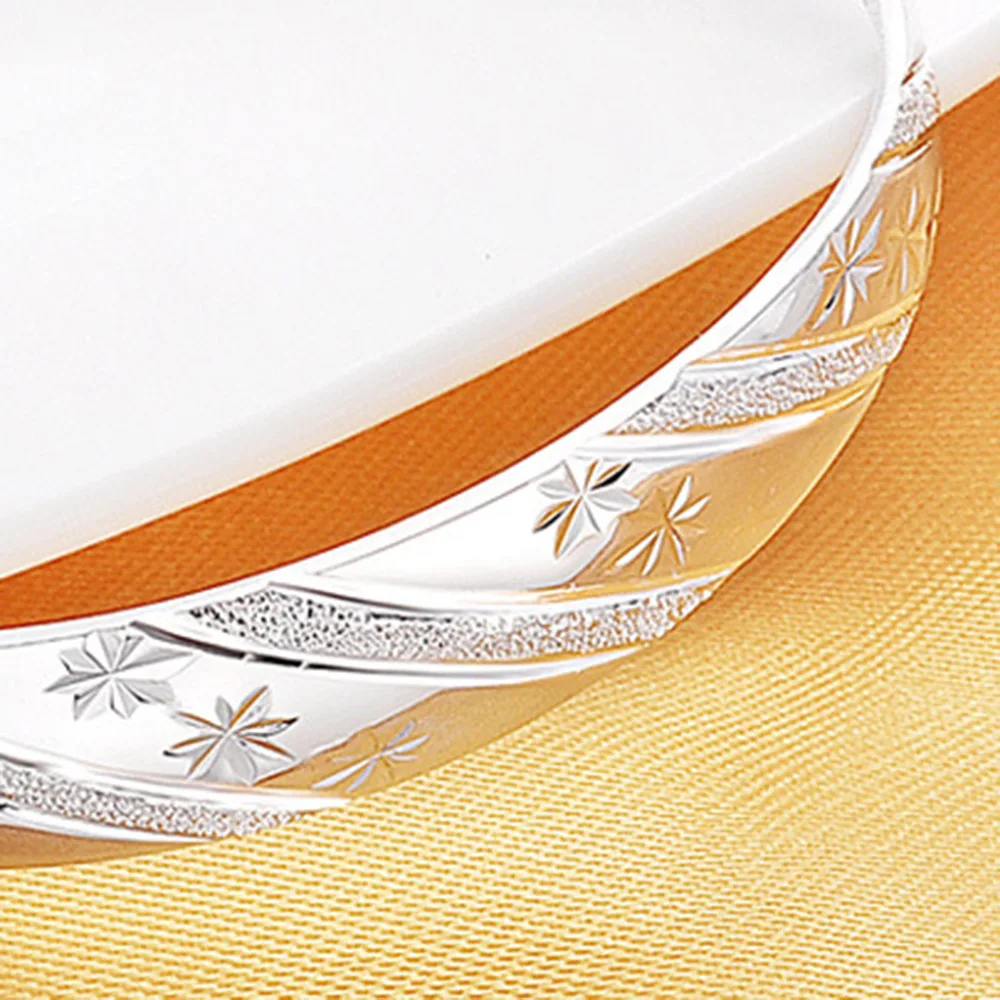 Hot Sale Fashion 925 Sterling Silver Round Bracelet Bangles Trendy Simple Big Bangle for Women Jewelry Gift