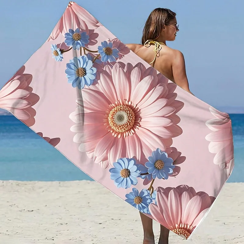 New large flower pattern beach towel ladies thin bath towel fashionable sunscreen beach shawl seaside holiday essential