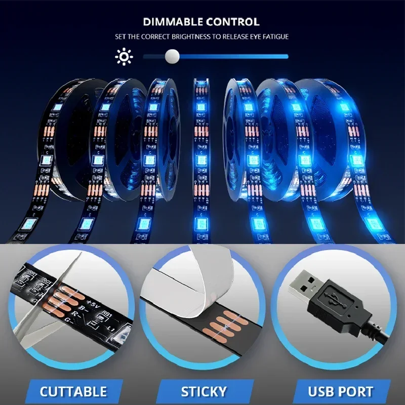 Tuya 5V Strip Light USB Smart Wifi Flexible Light Lamp 5M/16.4ft Work With Alexa Google Assistant For Screen TV Background Light