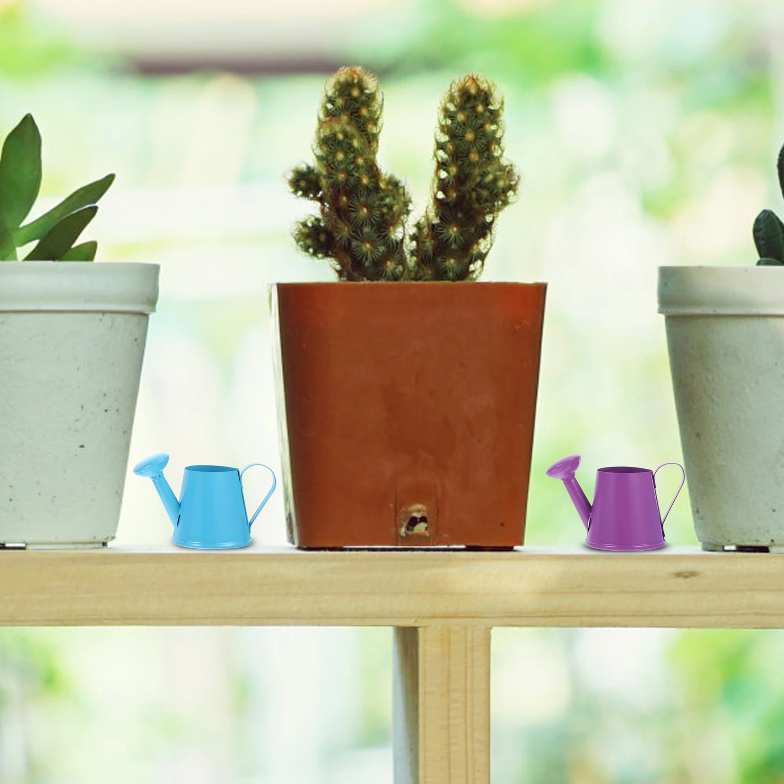 

4pcs Garden Ornaments Outdoor Watering Kettle Teaching Aids Iron Style Micro Landscape DIY Decor Kids Pretend Play Fairy