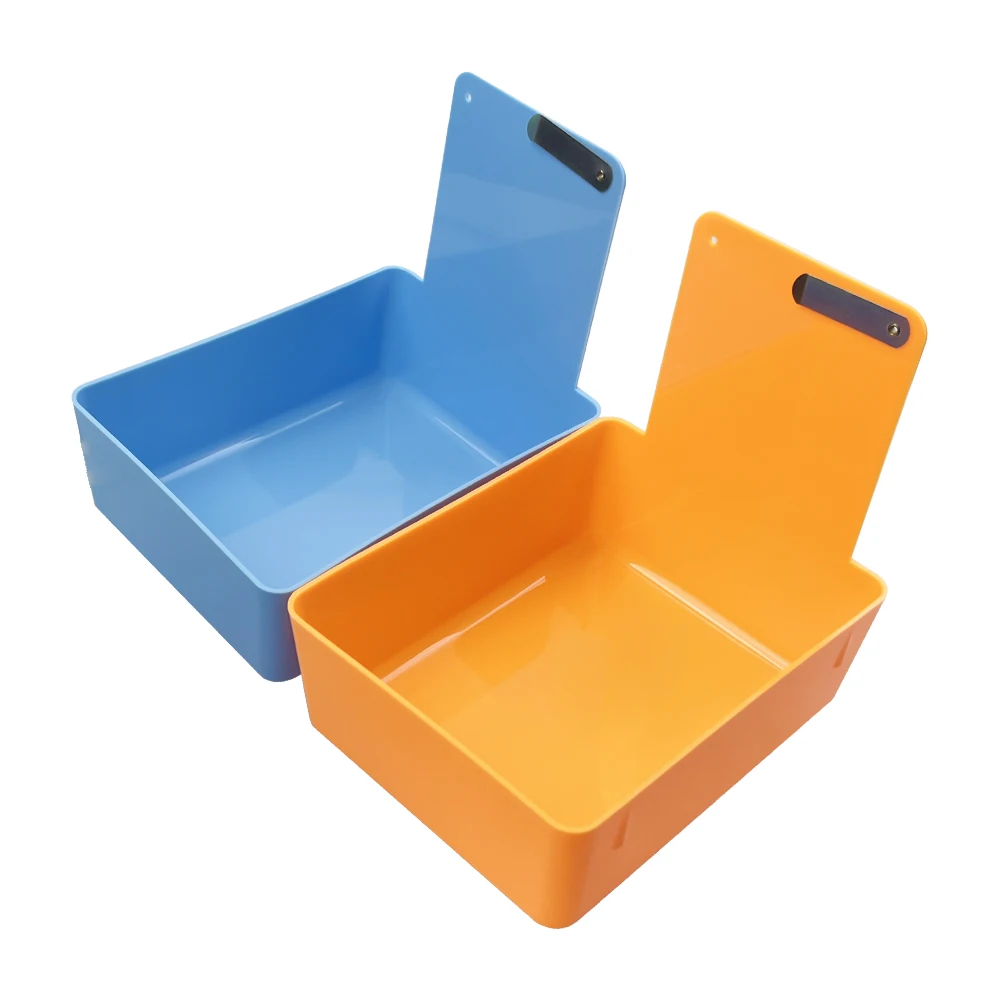 Colourful Dental Working Pans With Clip Turnover Finishing Box Durable PP Plastic Work Tray Pans Dentistry Organizer Storage Box