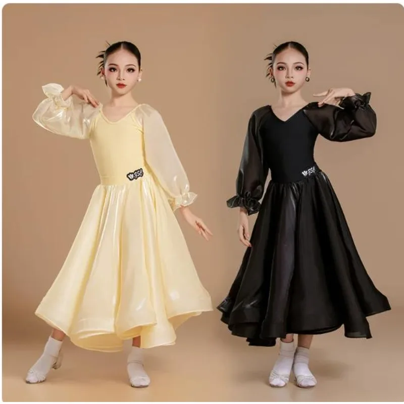 

New waltz and modern dance dress for girls high-waisted womens ballroom dance performance practice dress with large skirt hem