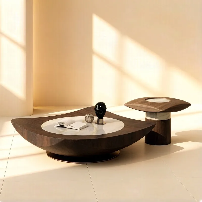 

High-end special-shaped coffee table combination, antique living room, household size, Italian design, creative luxury stone