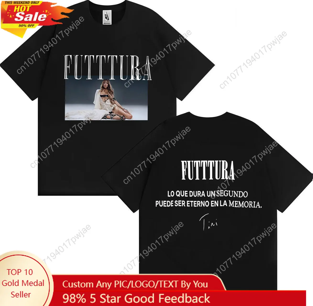 

Hot Singer TINI Futttura 2025 Tour Merch Double Sided Print Aesthetic Y2K Short Sleeve Tshrit Men's Hip Hop Casual Hot Sale Tees