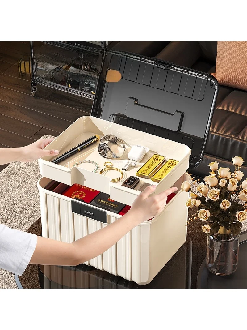 

Large Capacity Password Lock Storage Box for Home Use Valuable Items Snacks Private Document Storage Plastic Double Door Opening