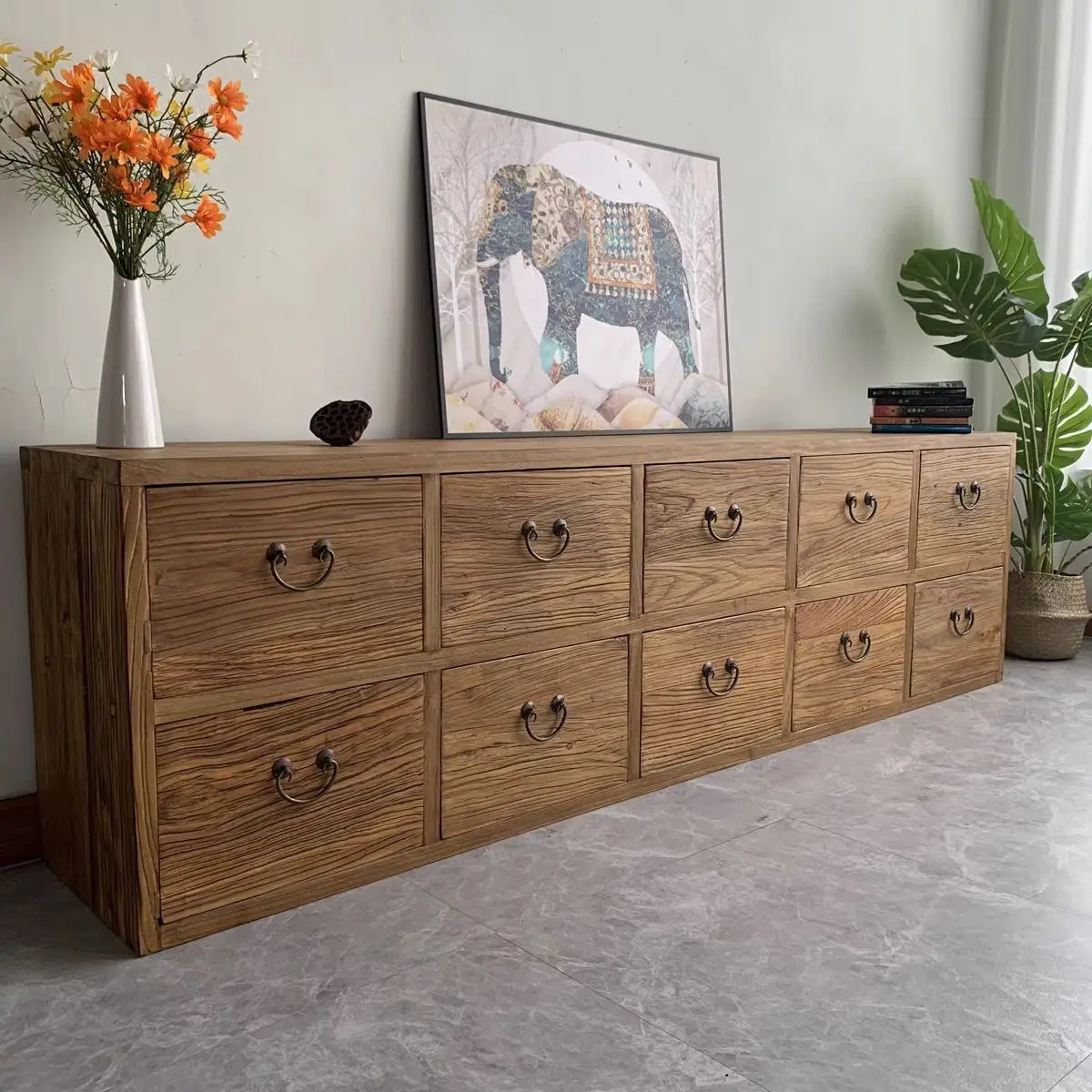 Old elm cabinet, chest cabinet, simple storage storage cabinet, retro dining side cabinet