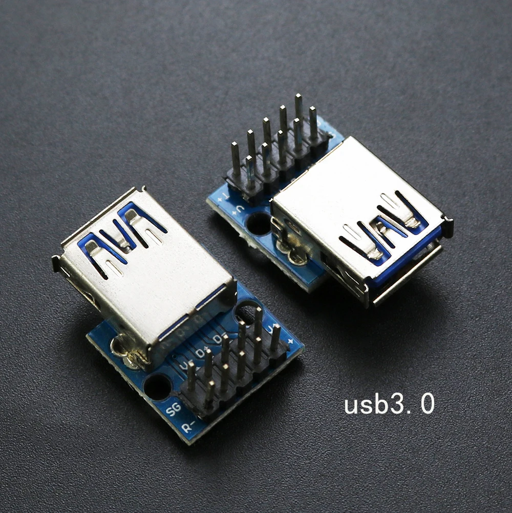 1Pcs USB3.0 Male Female Horizontal With Screw Fixing Hole USB with Pin Test Board Connector