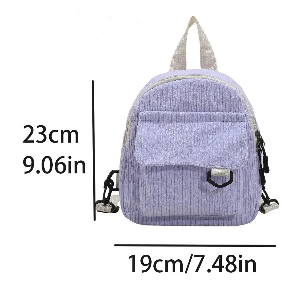 Solid Color Small Velvet Backpack Fashion Stripe Double Layer OL Style Shoulder Bag Phone Bag All-match Small School Bag School