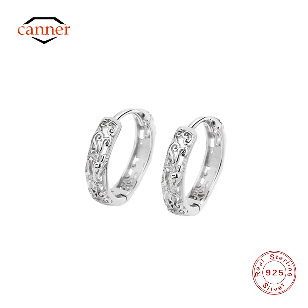 CANNER 925 Sterling Silver Brave Classic Hoop Earrings for Women 18K Gold Ins New Fortune Transfer Earring Fine Jewelry Gift