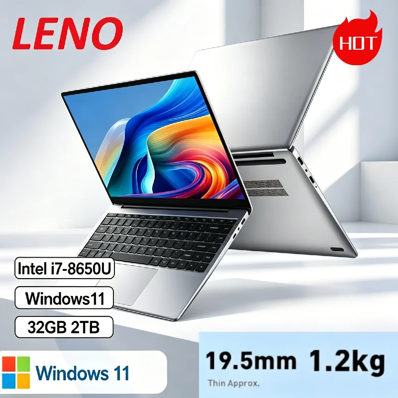 

LENO HOT Ultra Slim 14.1" HD Laptop 32GB Large RAM 2TB SSD Intel Core i7 8650U Windows 11 Home Office Gaming PC