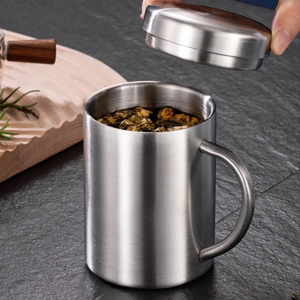 

1Pcs New 200/300/400ML Stainless Steel Mug Drink Beer Tea Juice Anti-scalding Water Cup Double Layer Portable Tea Cup