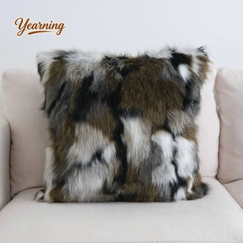 

Ins Style Faux Mink Fur Pillow Cover Soft Plush Cushion Cover Black White Striped For Sofa Living Room Home Decor