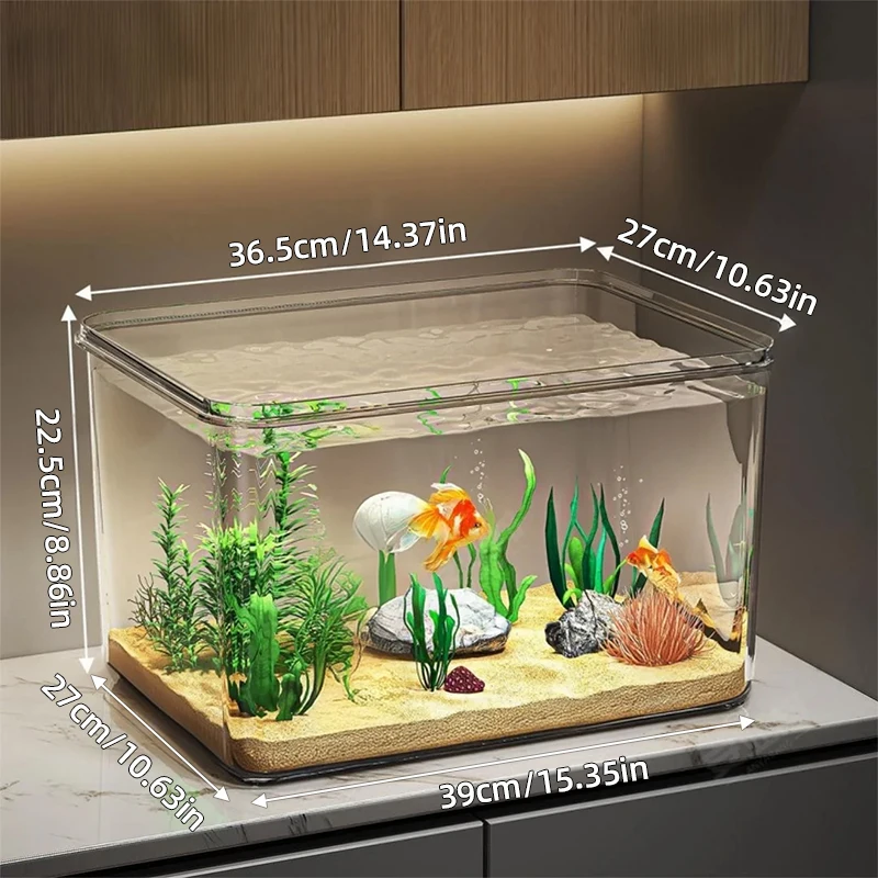 360 ° Panorama-Desktop-Aquarium Mini-Aquarium aus Klarglas Ökologische Landschafts-Dekoration für Zuhause Wasserlebensbox für Goldfische – Detail 7