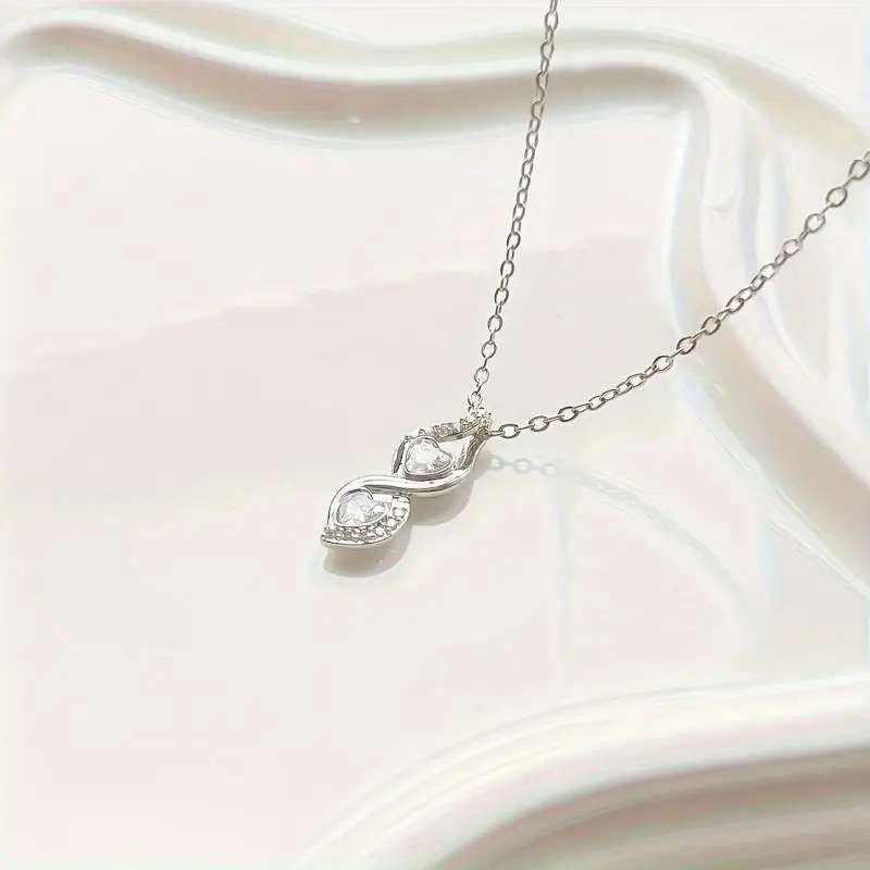 Infinity Love Heart Zirkoon Ketting-Elegant Verjaardagscadeau Voor Bonusdochter Met Zegenkaart En Geschenkdoos