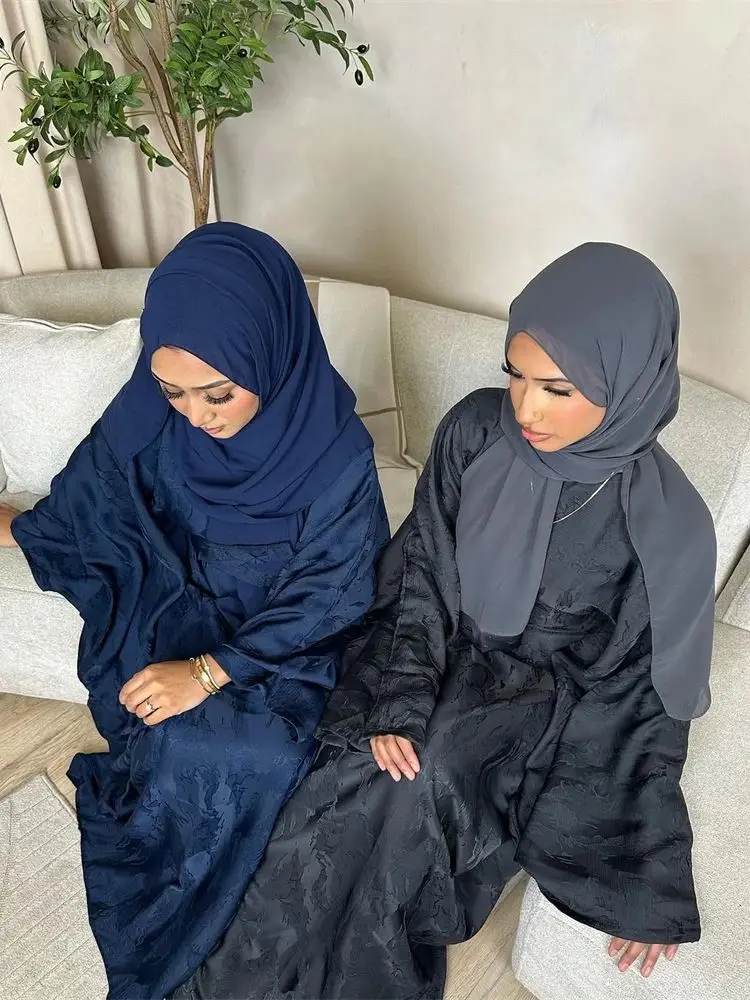 Ramadan Eid Satin Abaya Dubai Islam Prayer Clothes African Dresses For Women Modest Muslim Kaftan Dress Robe Femme Musulmane