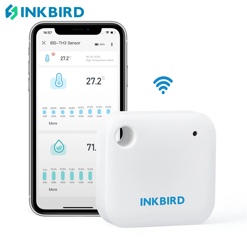 INKBIRD cyfrowy termometr higrometr IBS-TH3 WiFi kryty pokój miernik temperatury i wilgotności czujnik Gauge stacja pogodowa gwarancja