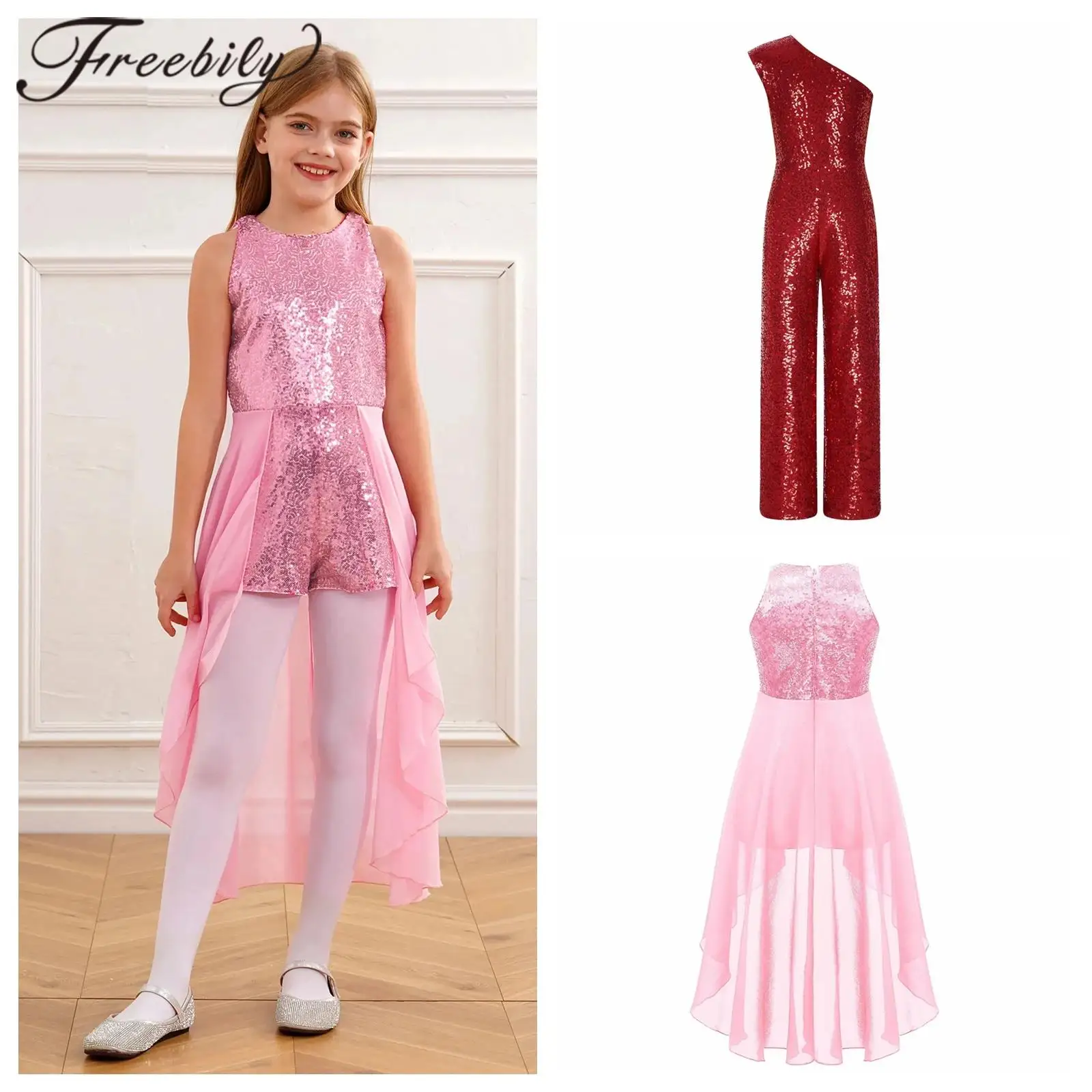 

Детский блестящий боди без рукавов с блестками для джазового современного танца, костюм для девочек, комбинезоны с блестками для дня рождения
