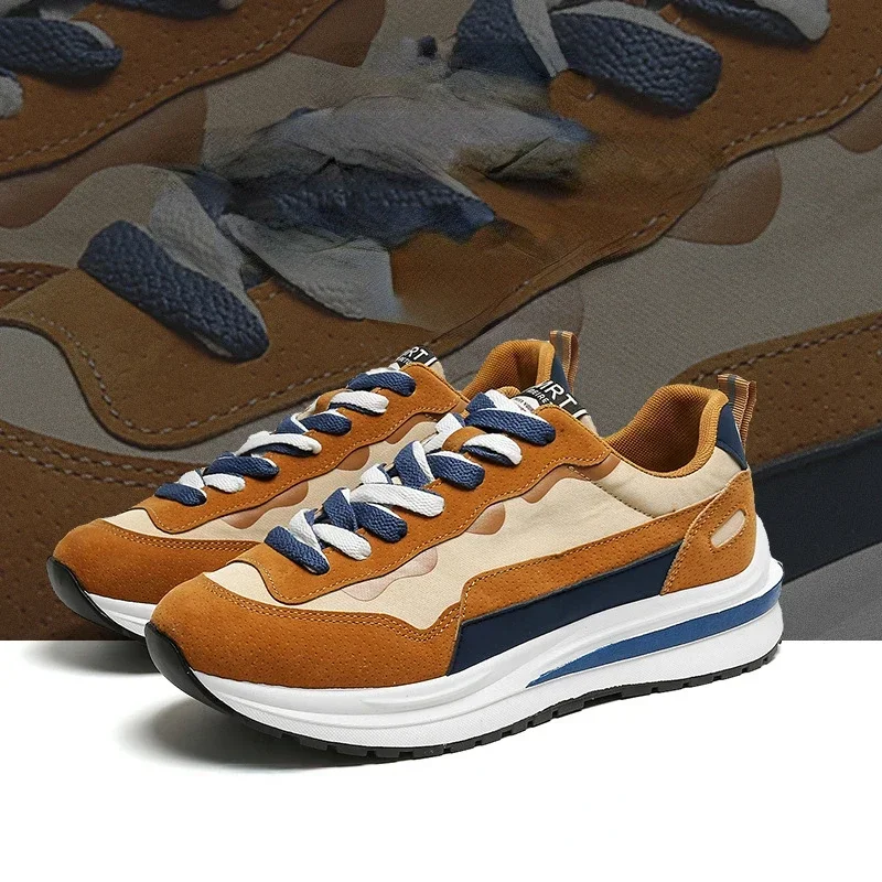 Fashion Platform Sneakers for Men Breathable Casual Shoes Sport Wedge Men Shoes Walking Shoes Color Matching Shoes Men 2023 New