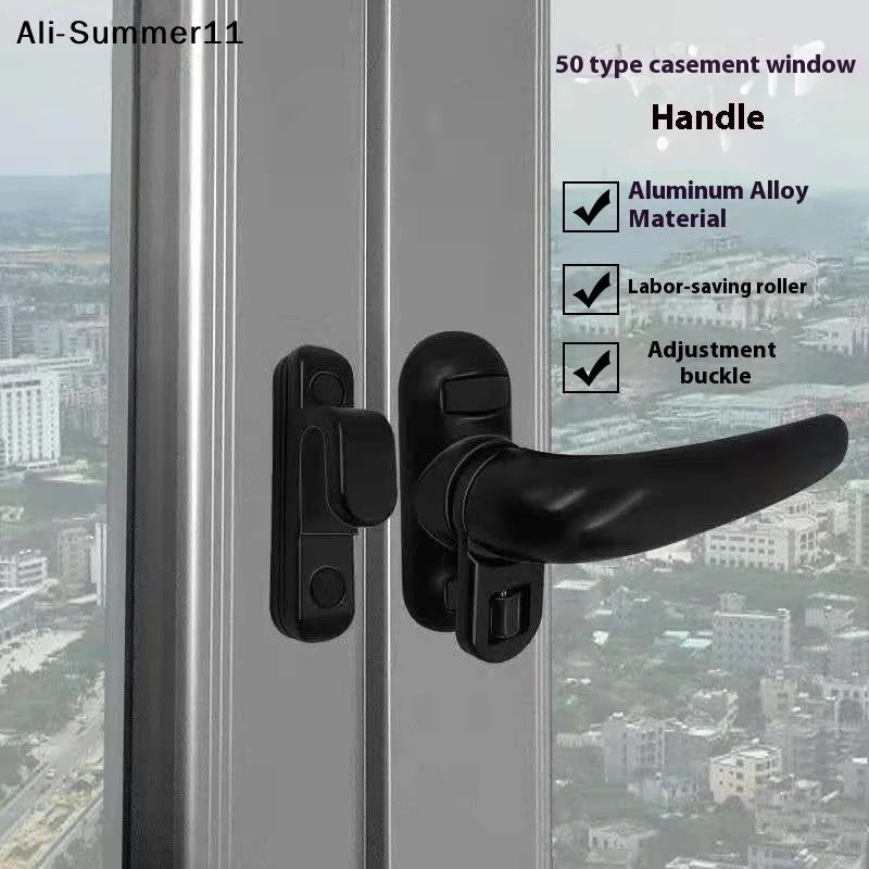 【A6L】Verstärkter Aluminiumlegierungs-Fenstergriff für Drehkippfenster, Sieben-Zeichen-Griff für nach außen öffnende Fenster mit Schloss