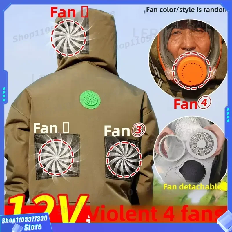 Beekeeping Suit Full Set Anti Cut Thickened Breathable Reflective Overalls With Fan Loose Version For Bee Catching Protection