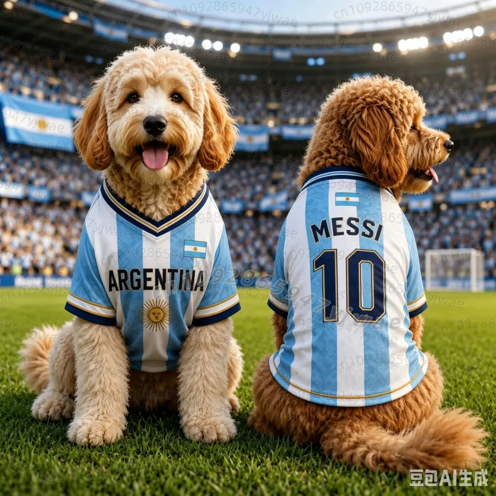 2026 Katzen- und Hunde-Fußballtrikot Argentinien-Flagge Messi Nr. 10 große Hunde-Basketball-Trikots, Welpen-T-Shirts, Haustier-Katzen-Shirts – Detail 2