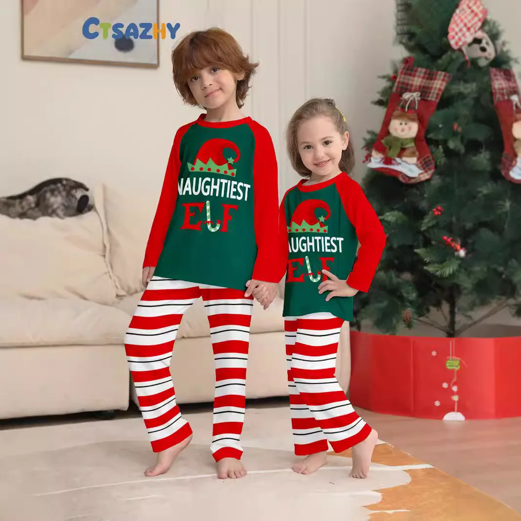 

Рождественская одежда для родителей и детей, новогодние подарки для семейных фотографий, хлопковые пижамные комплекты с круглым вырезом и детские комбинезоны.