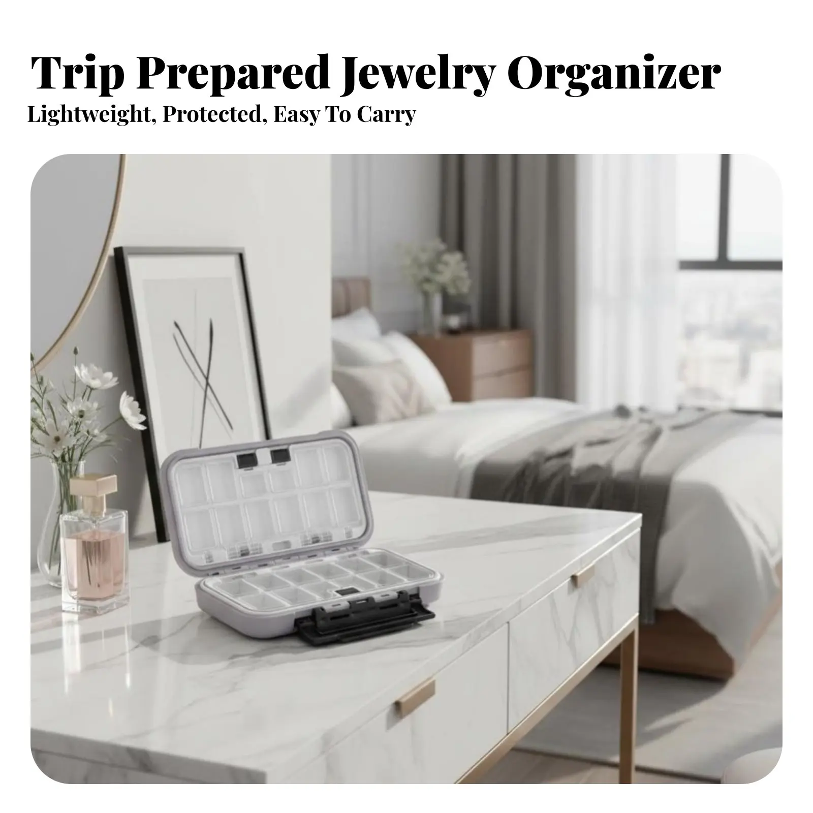 

Compartmentalized Jewelry Container Anti-Oxidation Multi-Compartment Organizer Large Capacity Adjustable Compartments